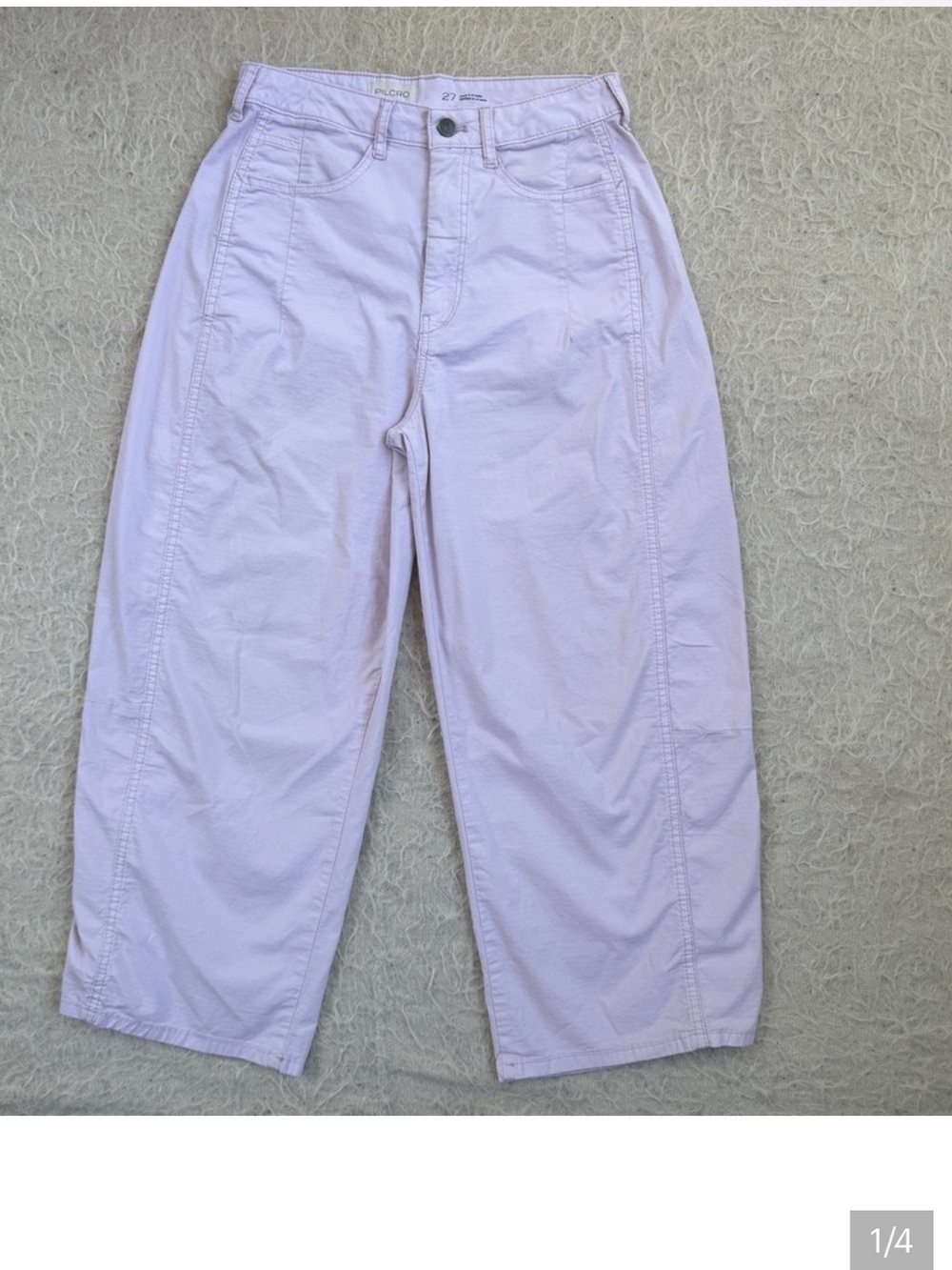 Anthropolgy -Pilcro-barrel light tan-pinkish hue